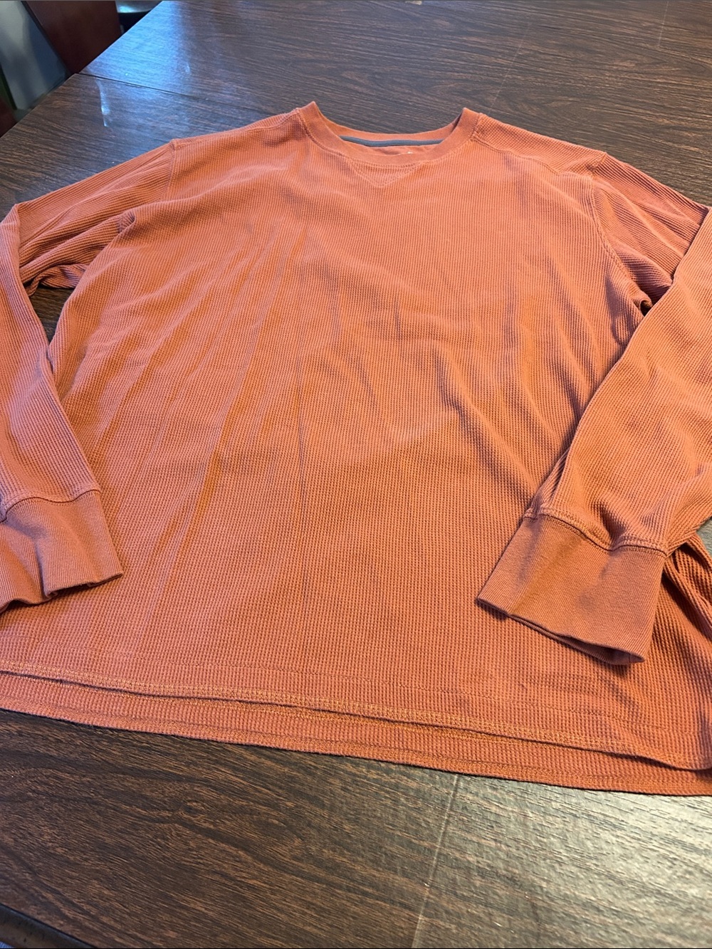 Wrangler Rust Orange Waffle Knit Long Sleeve Shirt